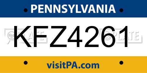 KFZ4261 Pennsylvania License Plate