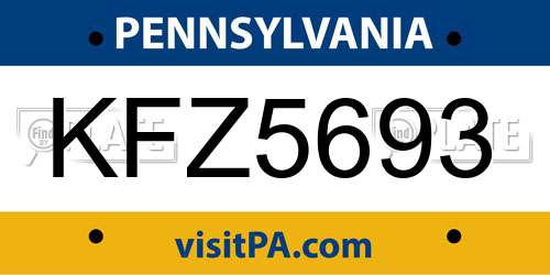 KFZ5693 Pennsylvania License Plate