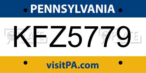 KFZ5779 Pennsylvania License Plate