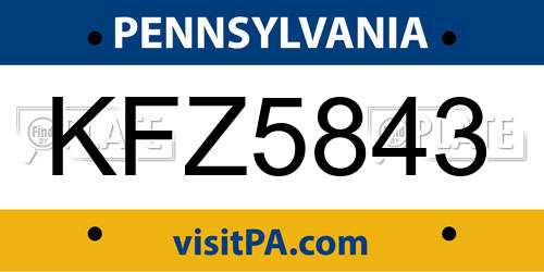 KFZ5843 Pennsylvania License Plate