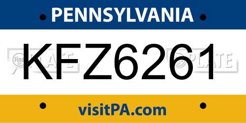 KFZ6261 Pennsylvania License Plate