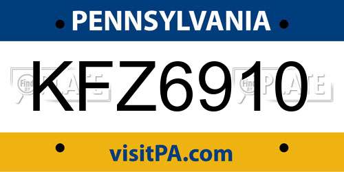 KFZ6910 Pennsylvania License Plate