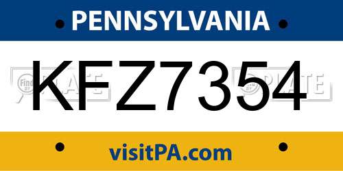 KFZ7354 Pennsylvania License Plate