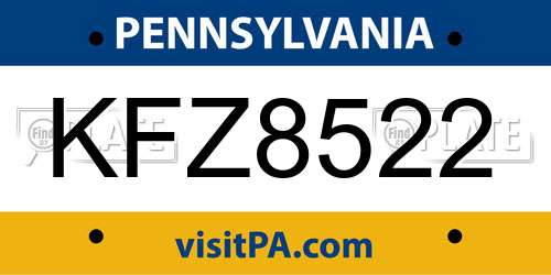 KFZ8522 Pennsylvania License Plate