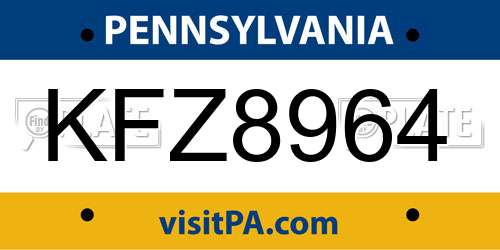 KFZ8964 Pennsylvania License Plate