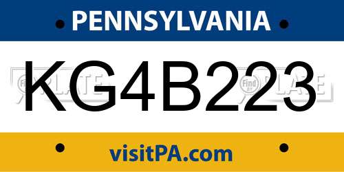 KG4B223 Pennsylvania License Plate
