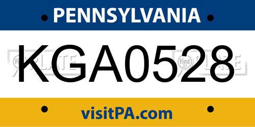 KGA0528 Pennsylvania License Plate