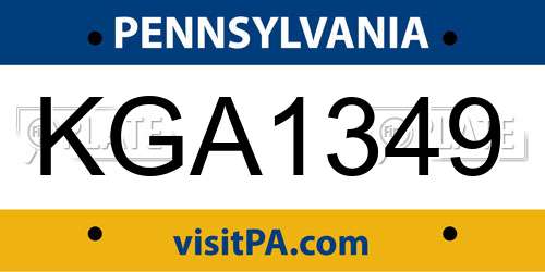 KGA1349 Pennsylvania License Plate