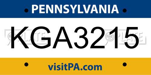 KGA3215 Pennsylvania License Plate
