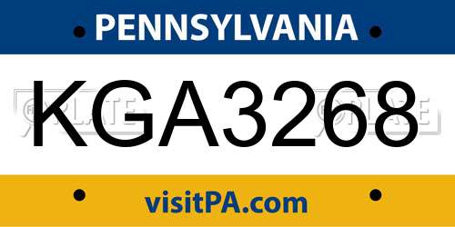 KGA3268 Pennsylvania License Plate