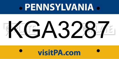 KGA3287 Pennsylvania License Plate