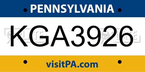 KGA3926 Pennsylvania License Plate
