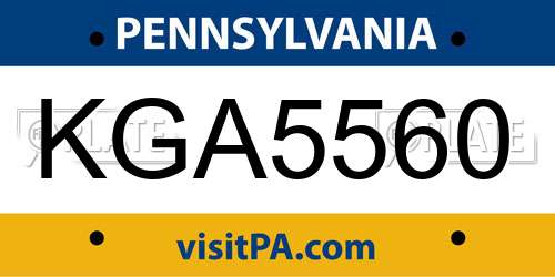KGA5560 Pennsylvania License Plate
