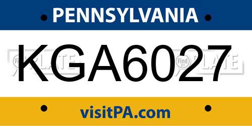 KGA6027 Pennsylvania License Plate