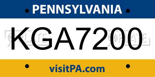 KGA7200 Pennsylvania License Plate