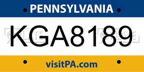 KGA8189 Pennsylvania License Plate