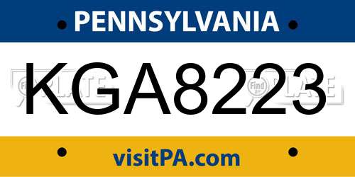 KGA8223 Pennsylvania License Plate