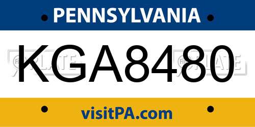 KGA8480 Pennsylvania License Plate