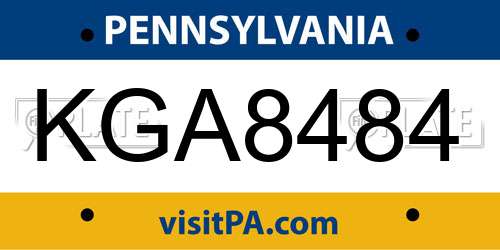 KGA8484 Pennsylvania License Plate