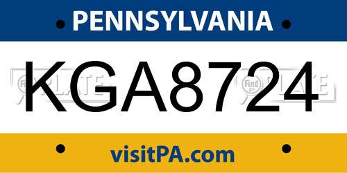 KGA8724 Pennsylvania License Plate