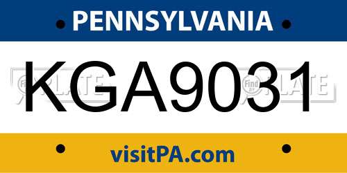 KGA9031 Pennsylvania License Plate