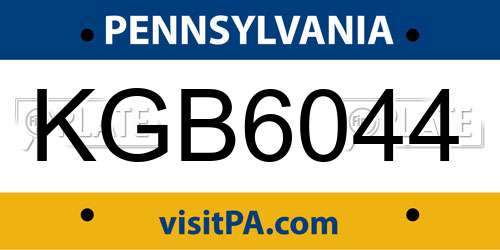 KGB6044 Pennsylvania License Plate