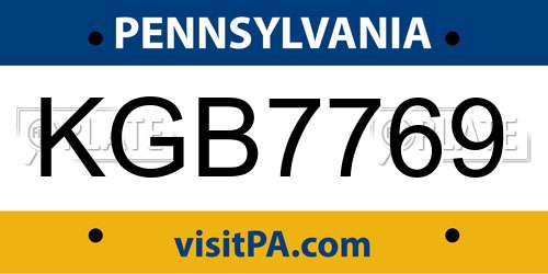KGB7769 Pennsylvania License Plate
