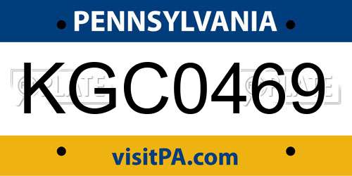 KGC0469 Pennsylvania License Plate