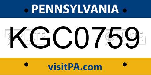 KGC0759 Pennsylvania License Plate