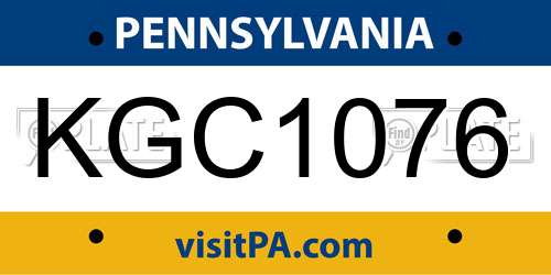 KGC1076 Pennsylvania License Plate