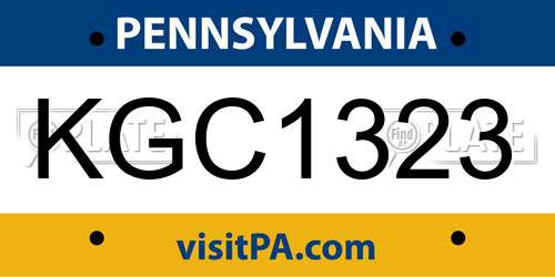 KGC1323 Pennsylvania License Plate
