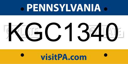 KGC1340 Pennsylvania License Plate