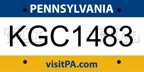 KGC1483 Pennsylvania License Plate