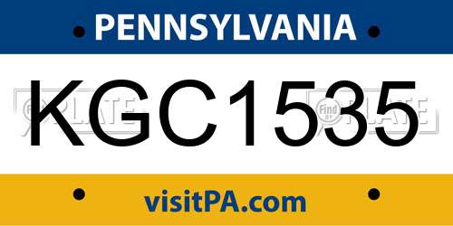 KGC1535 Pennsylvania License Plate