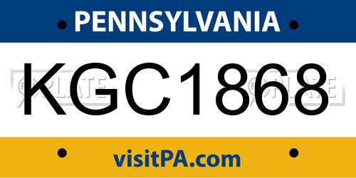KGC1868 Pennsylvania License Plate