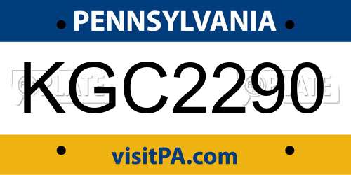 KGC2290 Pennsylvania License Plate