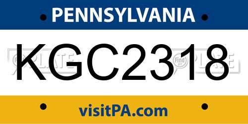 KGC2318 Pennsylvania License Plate