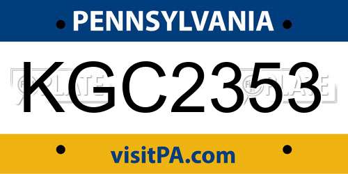 KGC2353 Pennsylvania License Plate