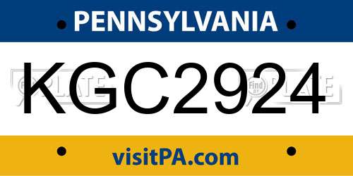 KGC2924 Pennsylvania License Plate