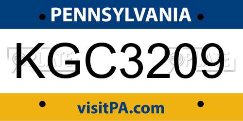 KGC3209 Pennsylvania License Plate