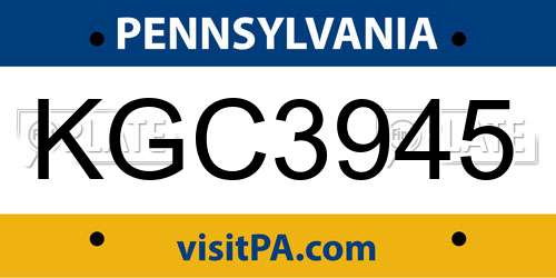 KGC3945 Pennsylvania License Plate