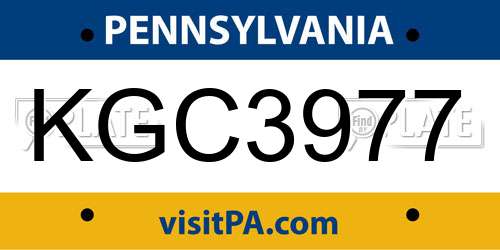 KGC3977 Pennsylvania License Plate