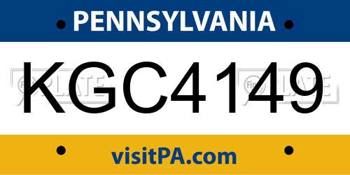 KGC4149 Pennsylvania License Plate