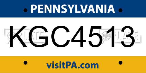 KGC4513 Pennsylvania License Plate