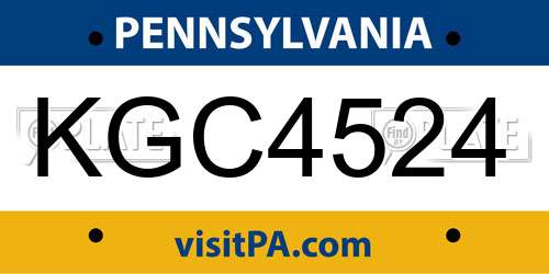 KGC4524 Pennsylvania License Plate