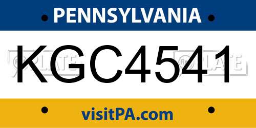 KGC4541 Pennsylvania License Plate