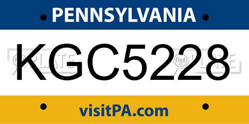 KGC5228 Pennsylvania License Plate