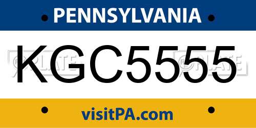 KGC5555 Pennsylvania License Plate