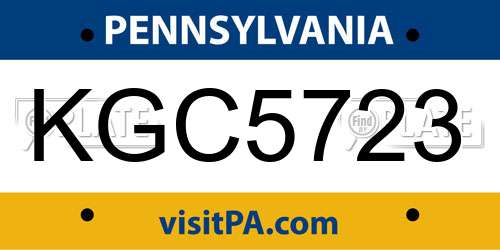 KGC5723 Pennsylvania License Plate