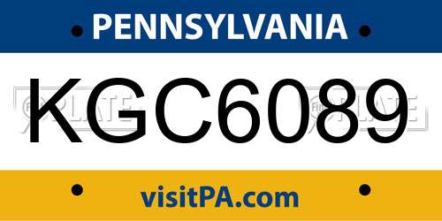KGC6089 Pennsylvania License Plate